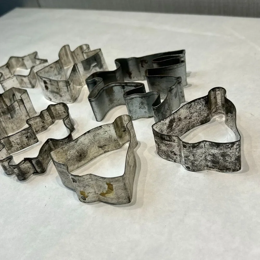 Vtg SET Aluminum Cookie Cutter Metal Christmas Holiday Star Reindeer Snowman Ang